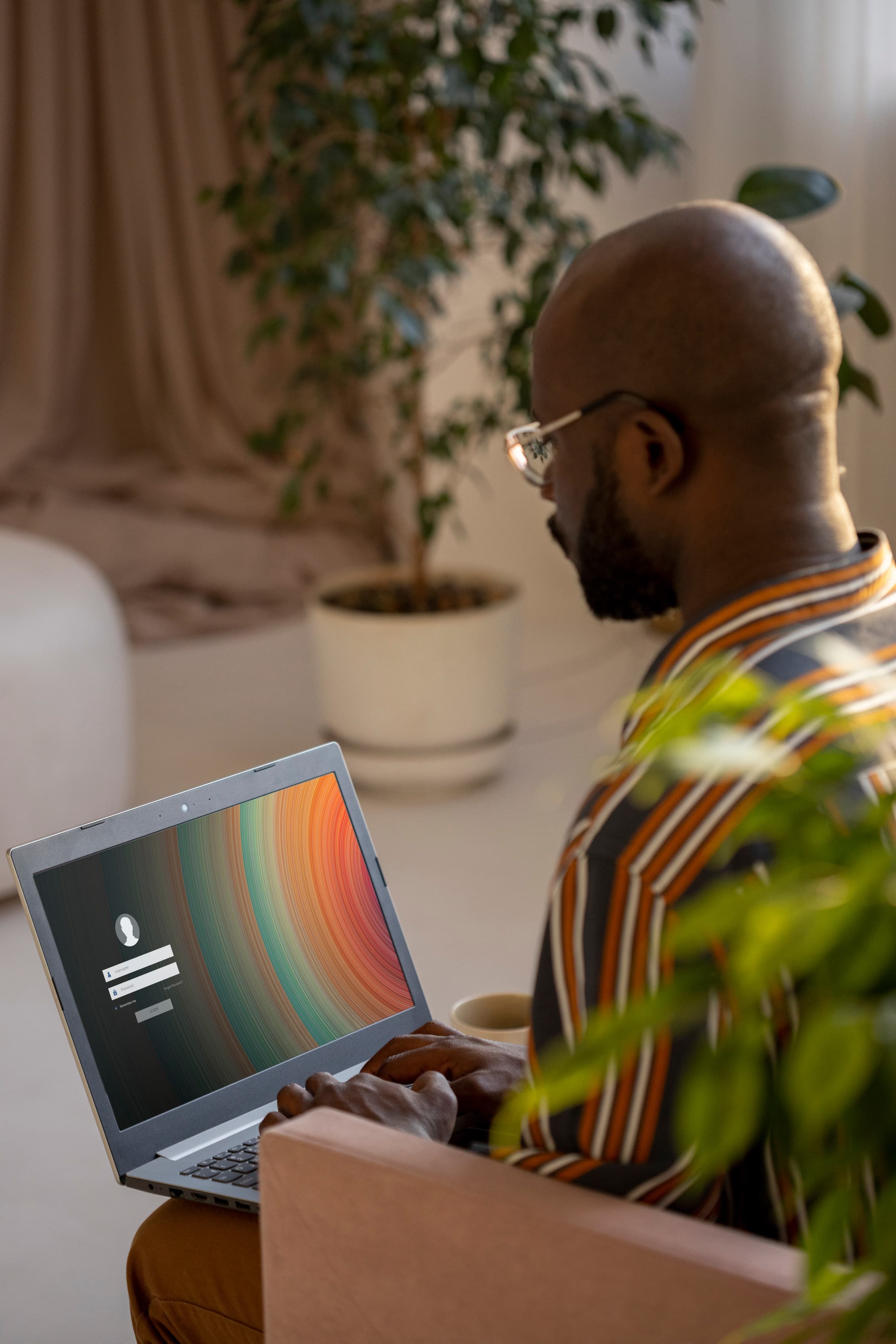 Innovation: modern workspace with code on screen